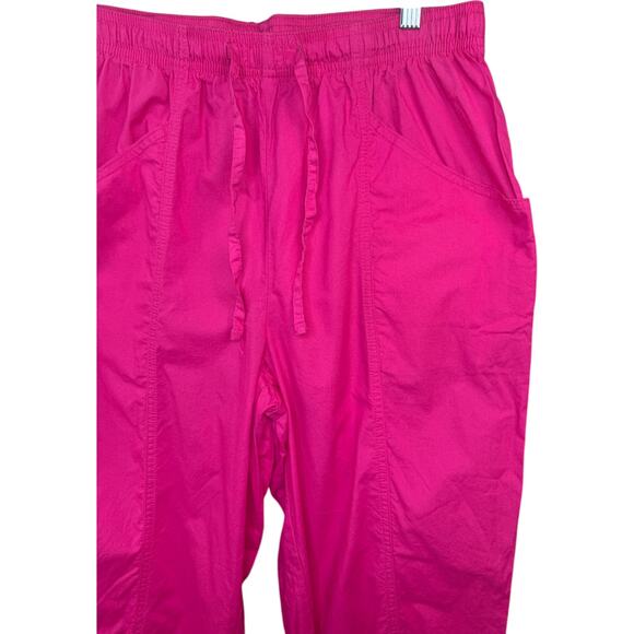 Woman Within 16W Pink Pants 100% Cotton Drawstring Elastic Waist Pockets - Picture 4 of 11